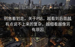 别急着划走，关于P站，越看到后面越有点说不上来的复杂，越细看越像另有原因