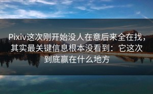 Pixiv这次刚开始没人在意后来全在找，其实最关键信息根本没看到：它这次到底赢在什么地方