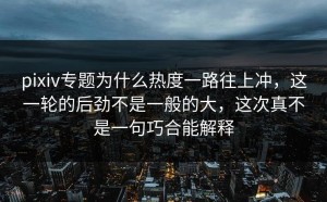 pixiv专题为什么热度一路往上冲，这一轮的后劲不是一般的大，这次真不是一句巧合能解释
