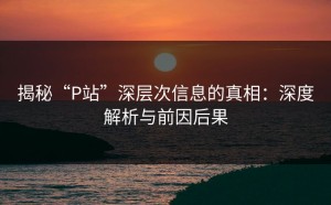揭秘“P站”深层次信息的真相：深度解析与前因后果