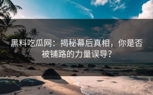 黑料吃瓜网：揭秘幕后真相，你是否被铺路的力量误导？
