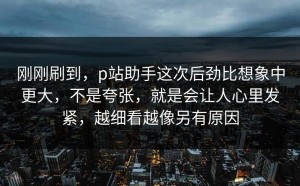刚刚刷到，p站助手这次后劲比想象中更大，不是夸张，就是会让人心里发紧，越细看越像另有原因