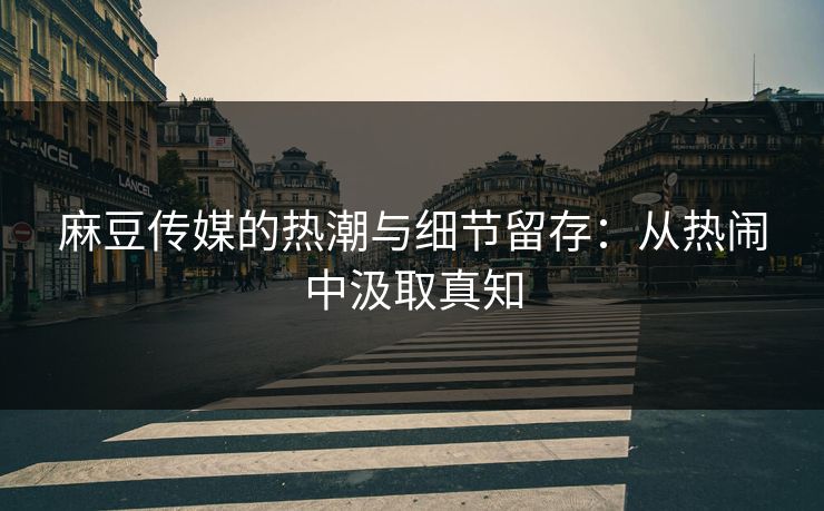 麻豆传媒的热潮与细节留存：从热闹中汲取真知