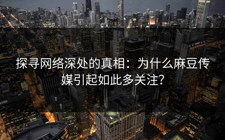 探寻网络深处的真相：为什么麻豆传媒引起如此多关注？
