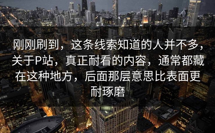 刚刚刷到，这条线索知道的人并不多，关于P站，真正耐看的内容，通常都藏在这种地方，后面那层意思比表面更耐琢磨